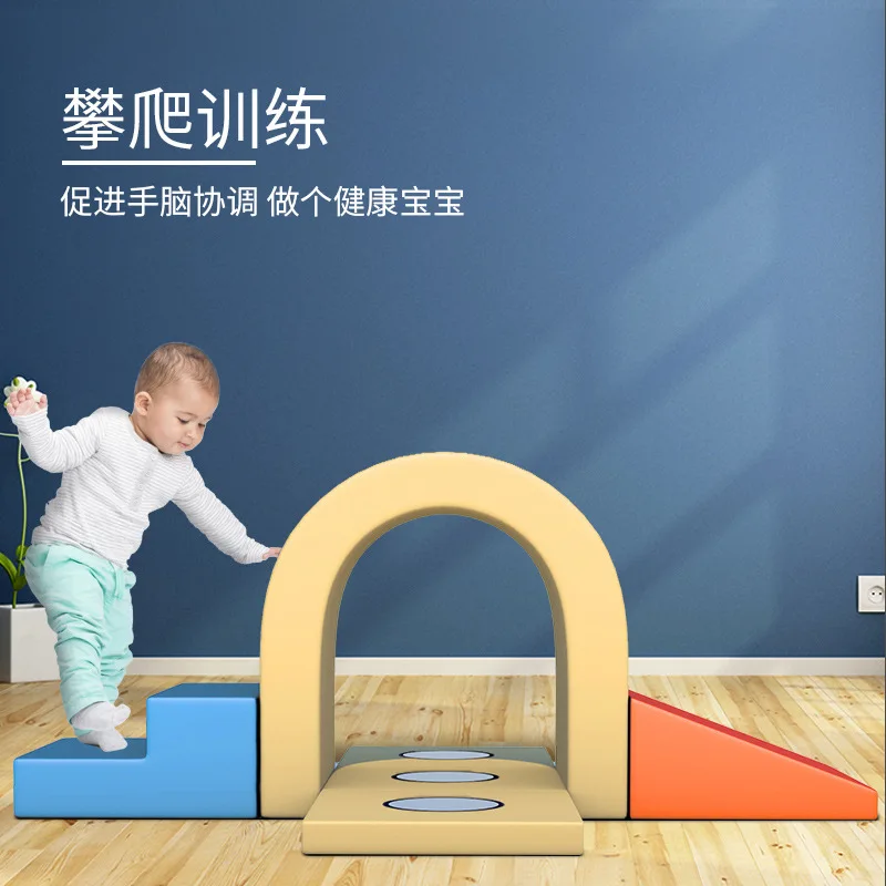 Early education center soft play combination slide, kindergarten honeycomb soft play set, sensory integration climbing and physi