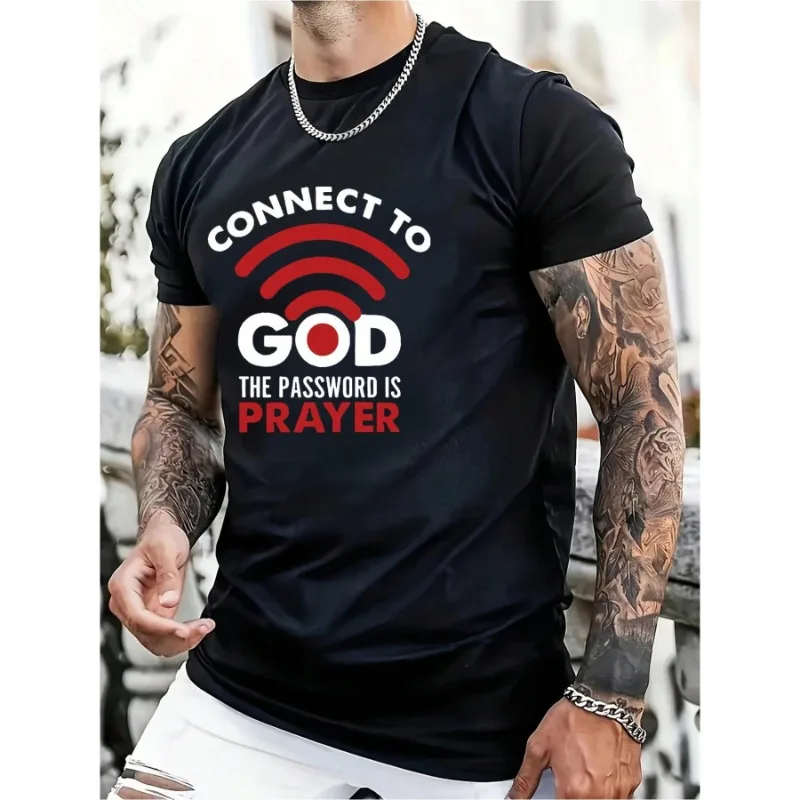 

Connect to God Prayer T-Shirt Christian Graphic Tee Men Women Faith Inspired Summer Casual Outfit Gift for Him Her