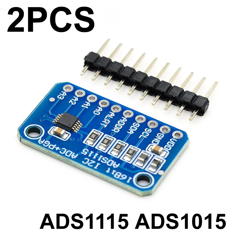 

2PCS ADS1115 ADS1015 16 Bit I2C Module Precision ADC 4 Channel Development Board Pro Gain Amplifier 2.0V to 5.5V for Arduino RPi