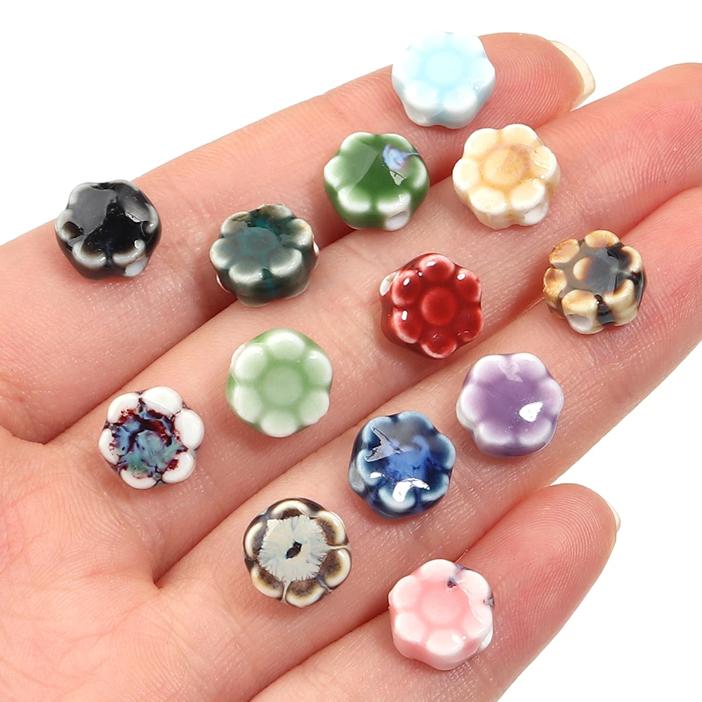 

10pcs/lot Daisy Ceramics Beads 10mm Daisy Flower Beads Loose Spacer Porcelain Bead For DIY Jewelry Making Bracelet Necklace