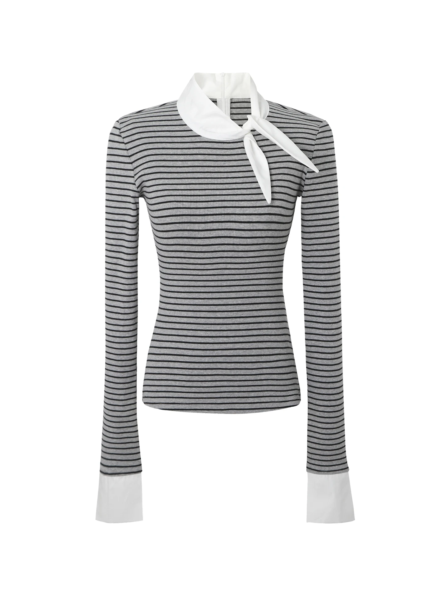 قميص نسائي محبوك بأكمام طويلة ومخطط للخريف، تي شيرت أحمر بتصميم عصري مستوحى من المتاحف، قمة الأناقة للسيدات #1