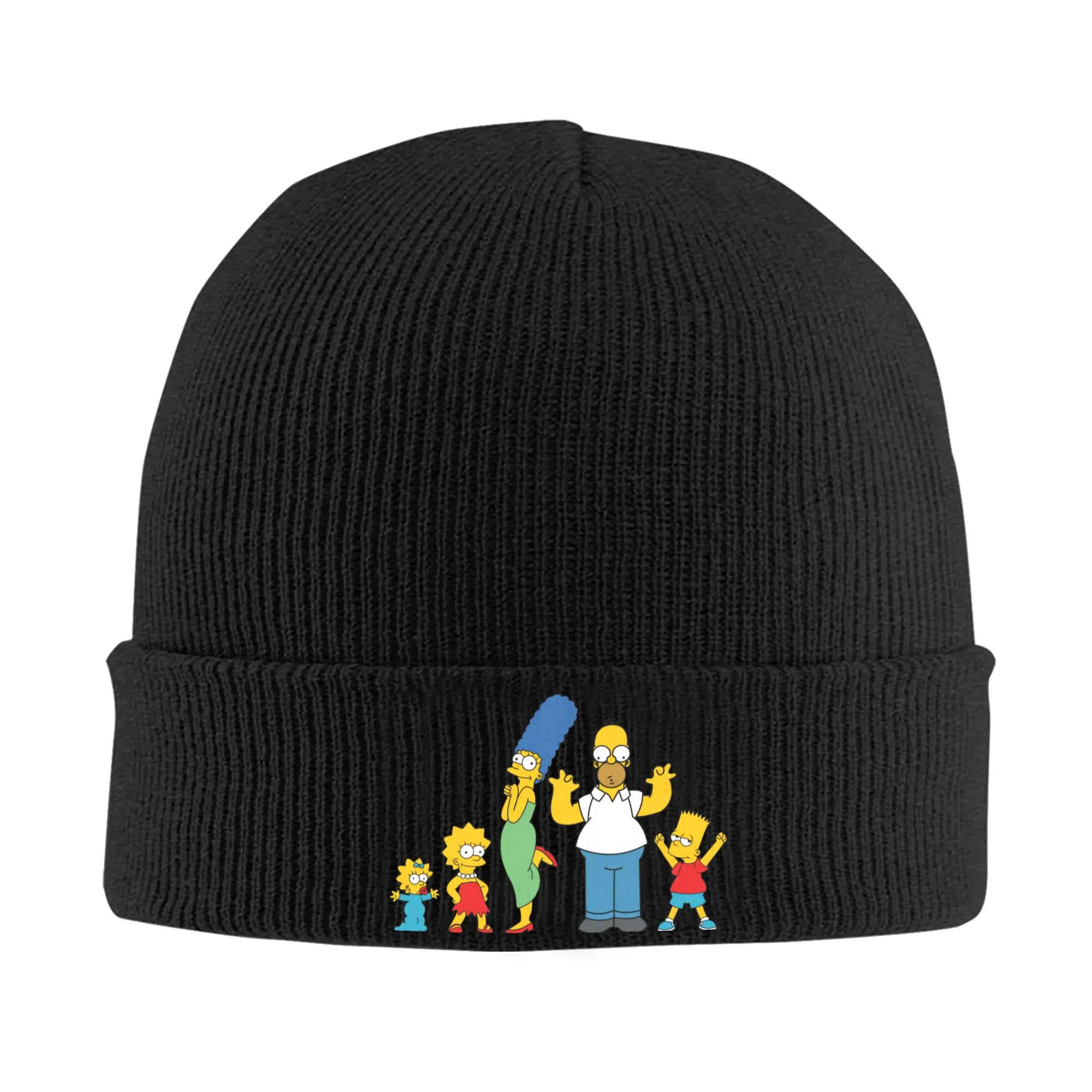 Cartoon S-Simpsons Knitted Hat Women's Men's Beanie Winter Hats  Warm Cap
