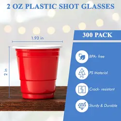 100Pack 2OZ Mini Party Cups Plastic Gold and Black Shot Glasses Disposable Cups for Christmas Birthday Wedding Holiday Party
