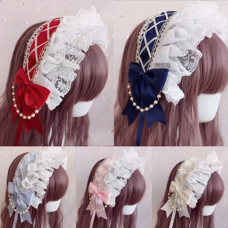 Lolita hairband lolita acessórios menina laço fita estilo japonês anime doce e bonito lolita acessórios de cabelo