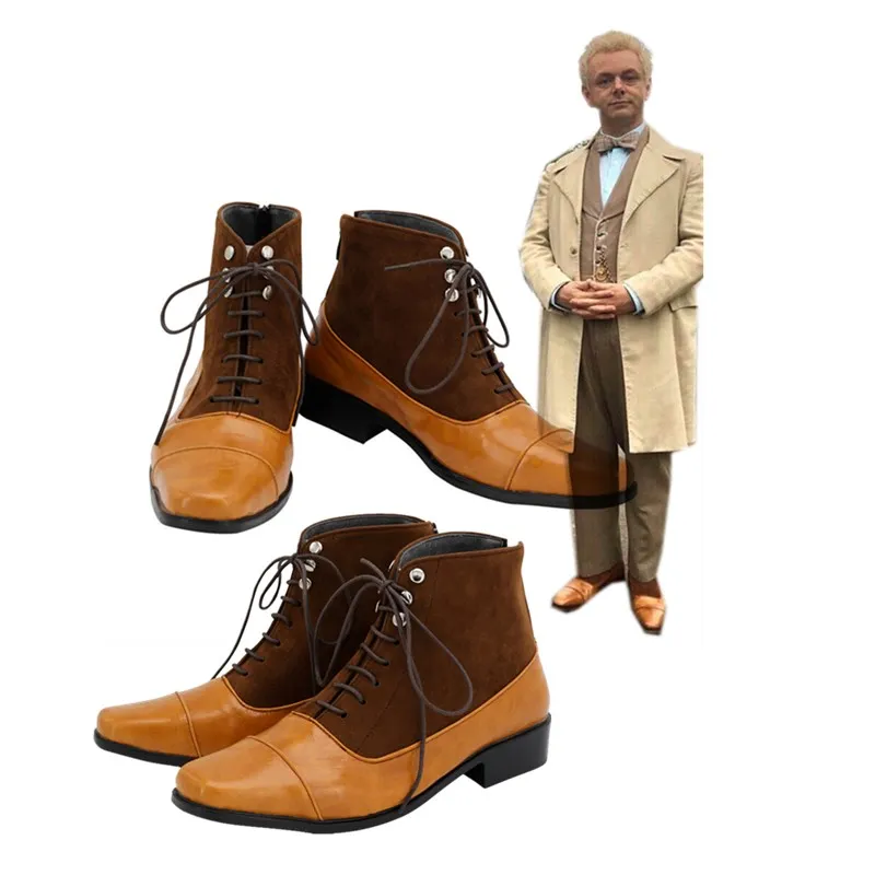 Good Fantasy Omens TV Aziraphale Cosplay Shoes Angel Aziraphale Boots Adult Men Halloween Carnival Costume Aceessories