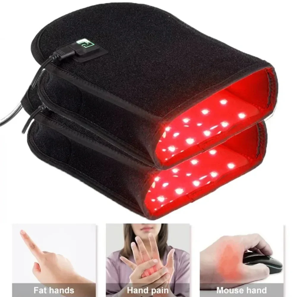 Red&Infrared Light Therapy Double Side LED Device for Hand Pain Relief Near Infrared Mitten Glove for Arthritis Fingers Wrist
