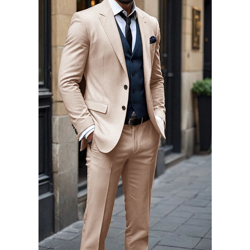

Men Suit 2 Piece Set Single Breasted Notch Lapel Slim Fit Comfortable Business Suits Elegant Formal Blazer Pants Outfit Stylish