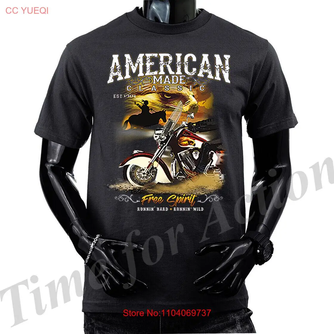 American Made Classic Free Spirit Bikers Motorcycle Graphic T-shirt X-Large