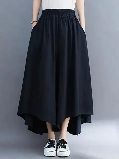 

Loose Casual plus Size Women's Pants Skirt High Waist Wide Leg Summer Fashionable Slimming Asymmetrical Brand Label Removed