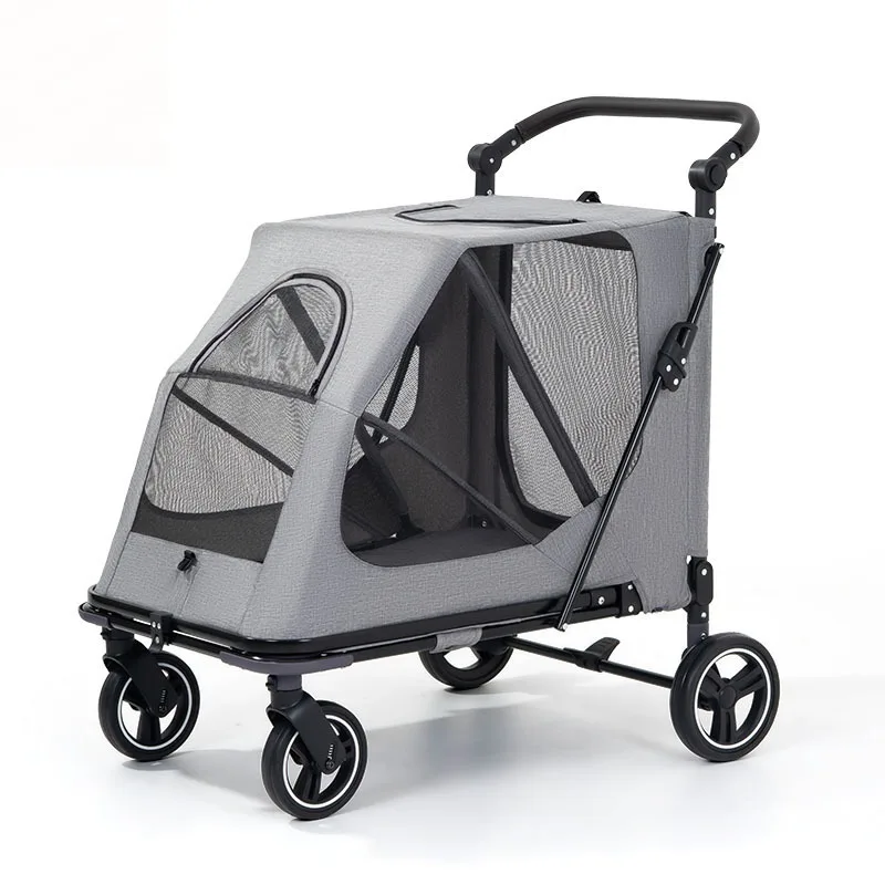 Portable Foldable Large Pet Cart Stroller, Travel Trolley for Elderly Injured Large Dog Cat Outdoor Walking Pet Supplies