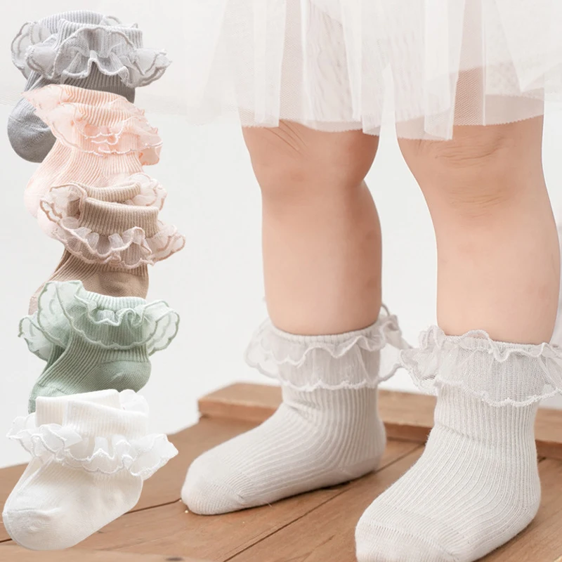 

Baby Girl Socks Bow Newborn Fashion Comfortable Lace Cotton Elastic Breathable Little Girl Socks Baby Girl Accessories