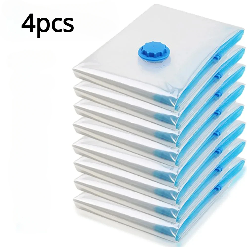 

4 шт. утолщенных вакуумных компрессионных пакетов, прозрачные вакуумные пакеты для одеял, пакеты для хранения, пакеты для хранения и сортировки домашней одежды