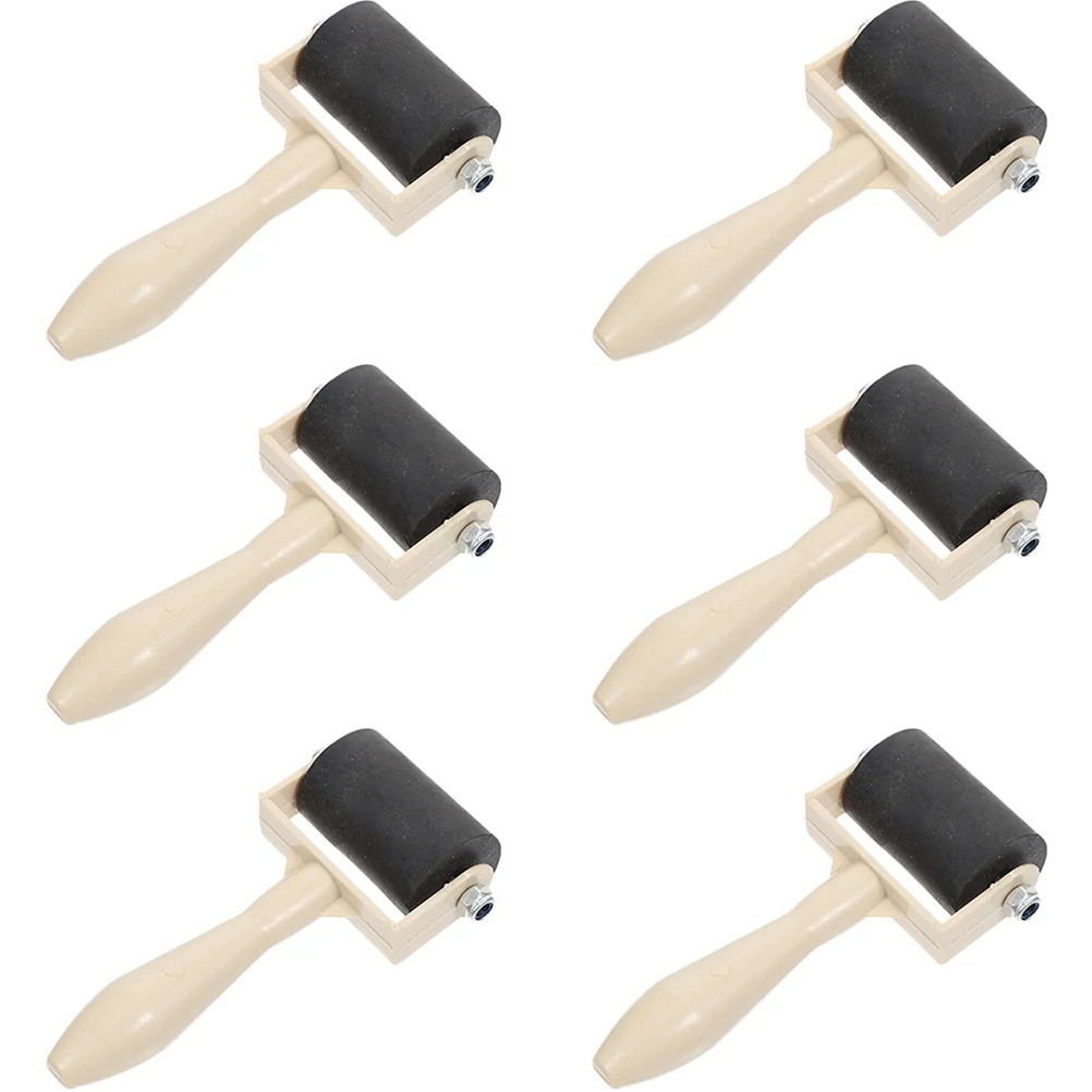 6 Pcs Printmaking Tool Block Printing Roller Rubber for Crafting Board Painting Stamping Plastic Glue Scrapbook Press