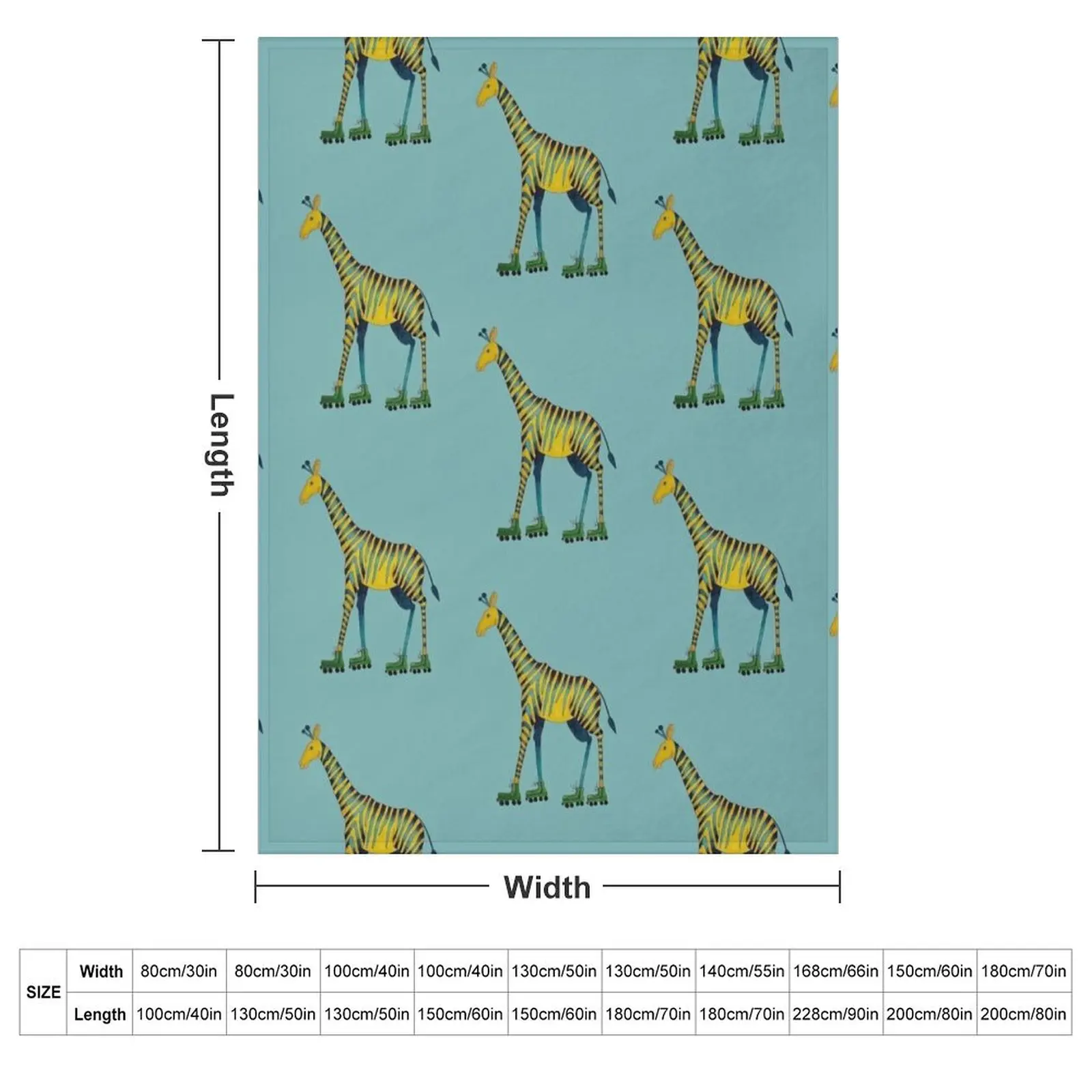 Giraffe Rollerskating Throw Blanket Retros Sofas Soft Beds Moving manga Polar Blankets
