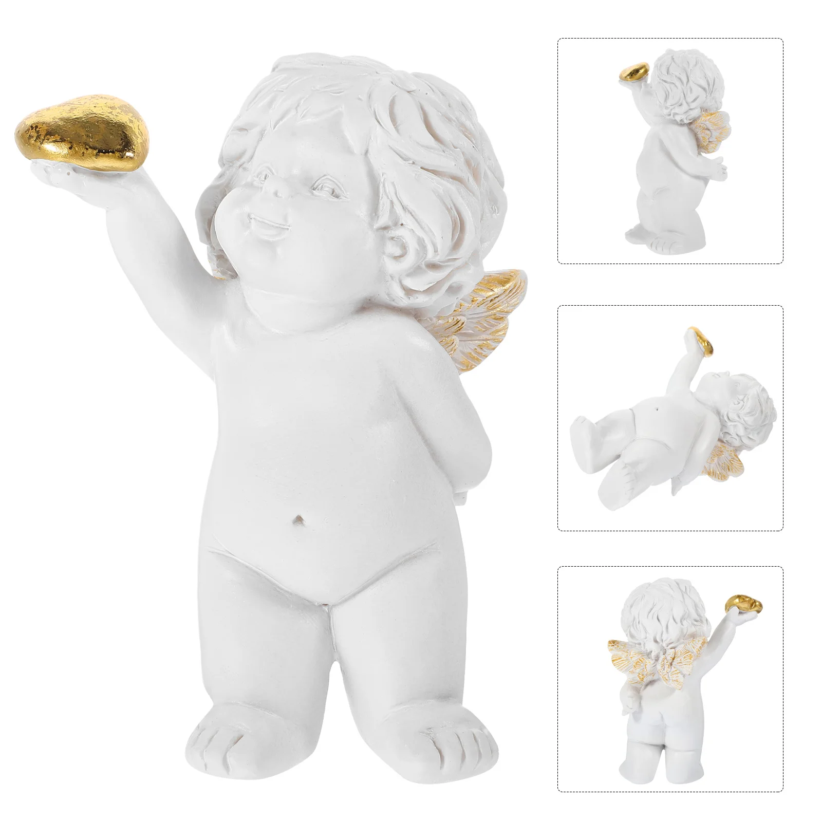 

Cute Resin Statue Small Angel Ornament Desktop Home Decor Book Shelf Decoration Classic Angel Gift For Birthday Wedding Mother'S