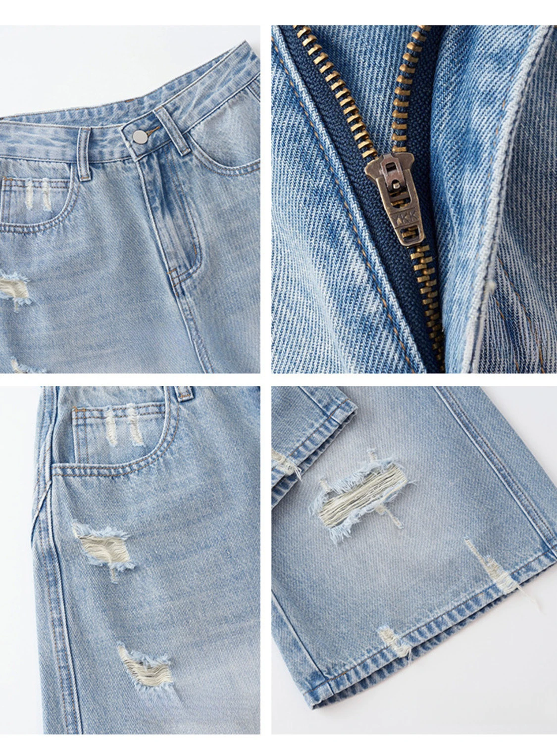 Shorts Bermuda de Mezclilla De - Distressed Jean Rip reseña y precio