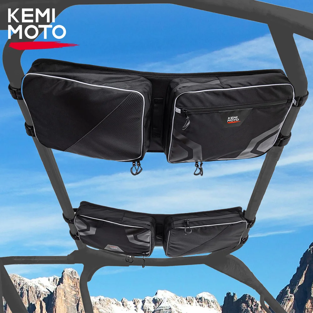 KEMIMOTO UTV Overhead Roof Cargo Storage Bag Compatible with Honda Pioneer 1000-6 2023 2 PCS Driver Passenger Side 1680D