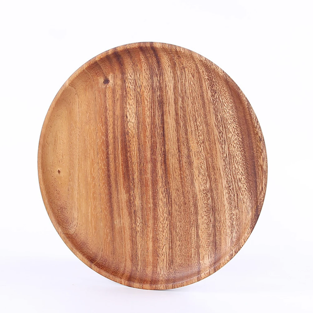 

Fruit Plate Log Cutlery Tray Dishes Flat Snack Saucer Bread Wooden Serving Round