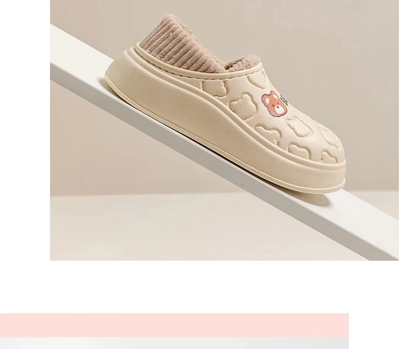 TZLDN Damen Herren Haus Wasserdichte Mode Bär Hausschuhe Slip on Schnee Winter Warme, vollständig mit Pelz gefütterte Hausschuhe Indoor Outdoor Schuhe – Detail 12