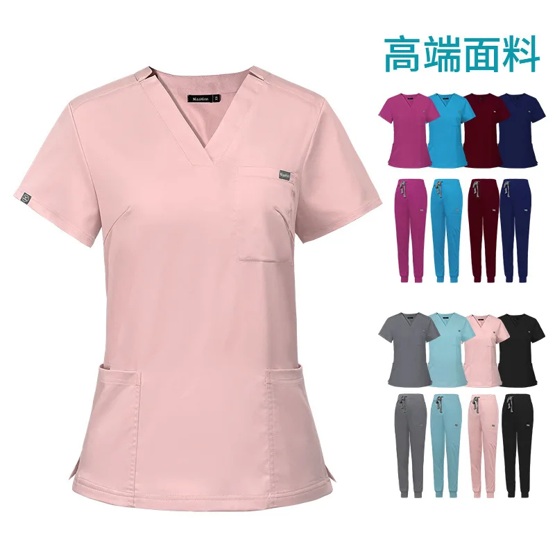 Elastic Surgical V-Neck Short Sleeved Hospital Nurse Suit For Women's Operating Room Hand Washing Clothes