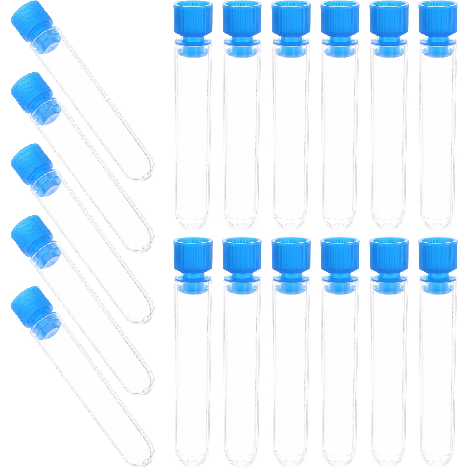 50 Pcs Laboratory Transparent Test Tube Sampling Free with Cork Shot Tubes for Plastic Vials Storage