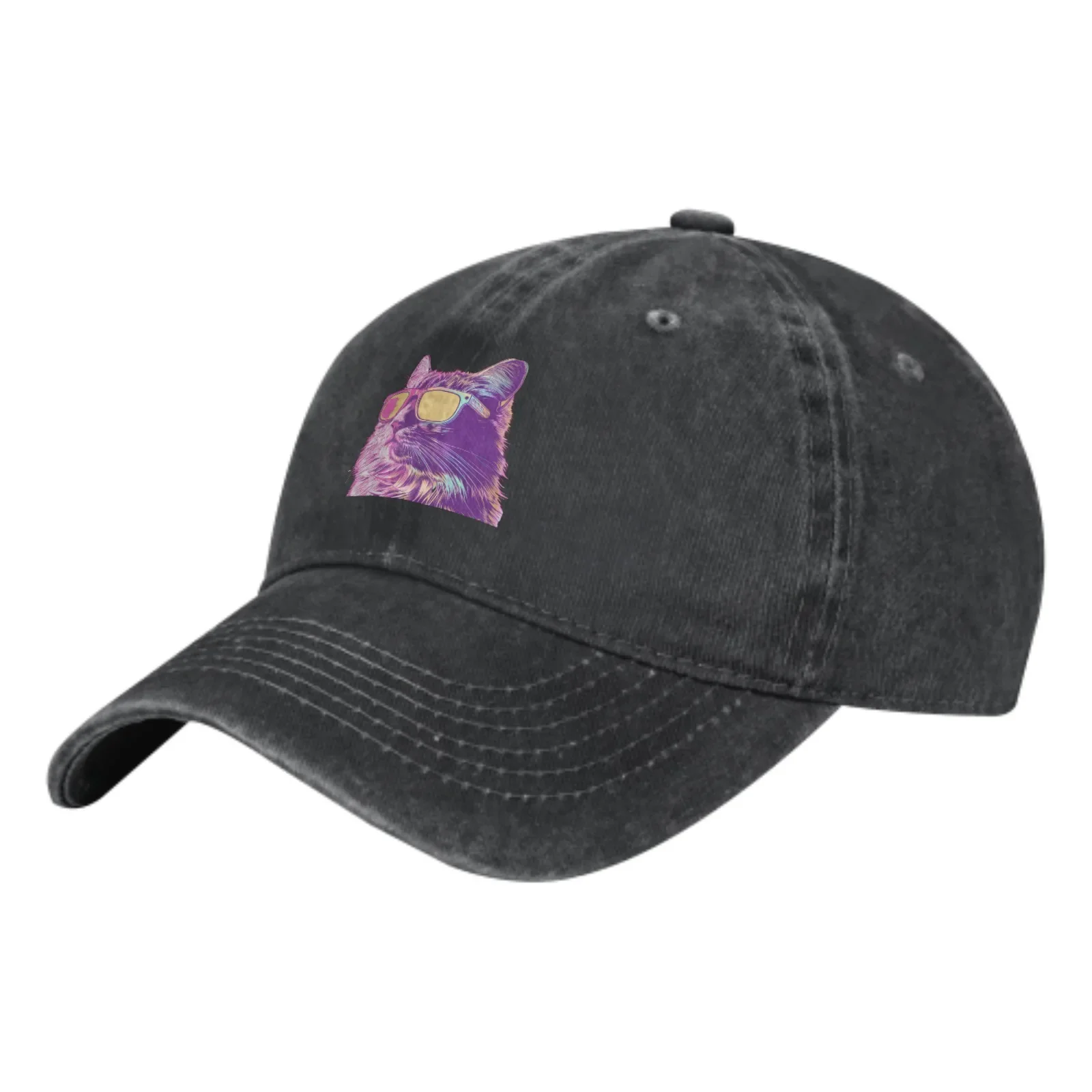 Vapor Wave Cat Logo Fashion Baseball Cap Adult Sunshade Hat Pure Cotton Unisex Adjustable Breathable For Outdoor Fishing