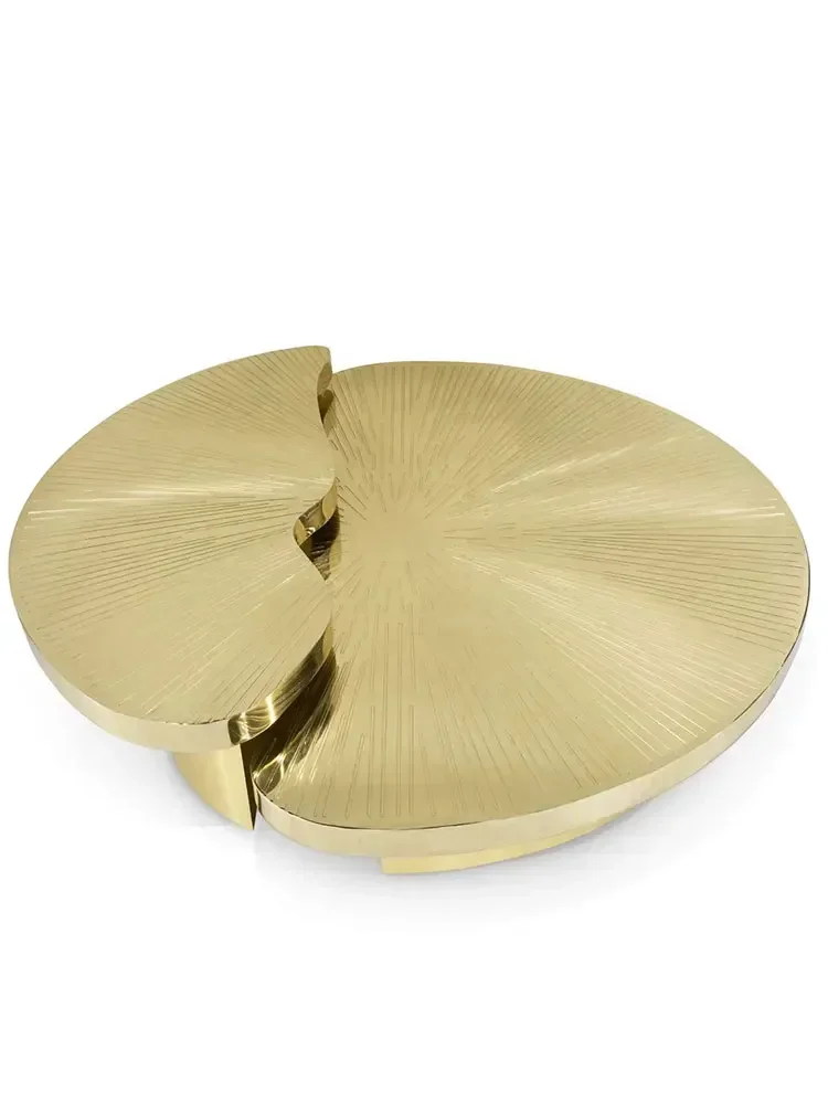 NEW Light Luxury Special-Shaped Coffee Table Household Stainless Steel Etching High and Low Combination Art Modeling Tea Table