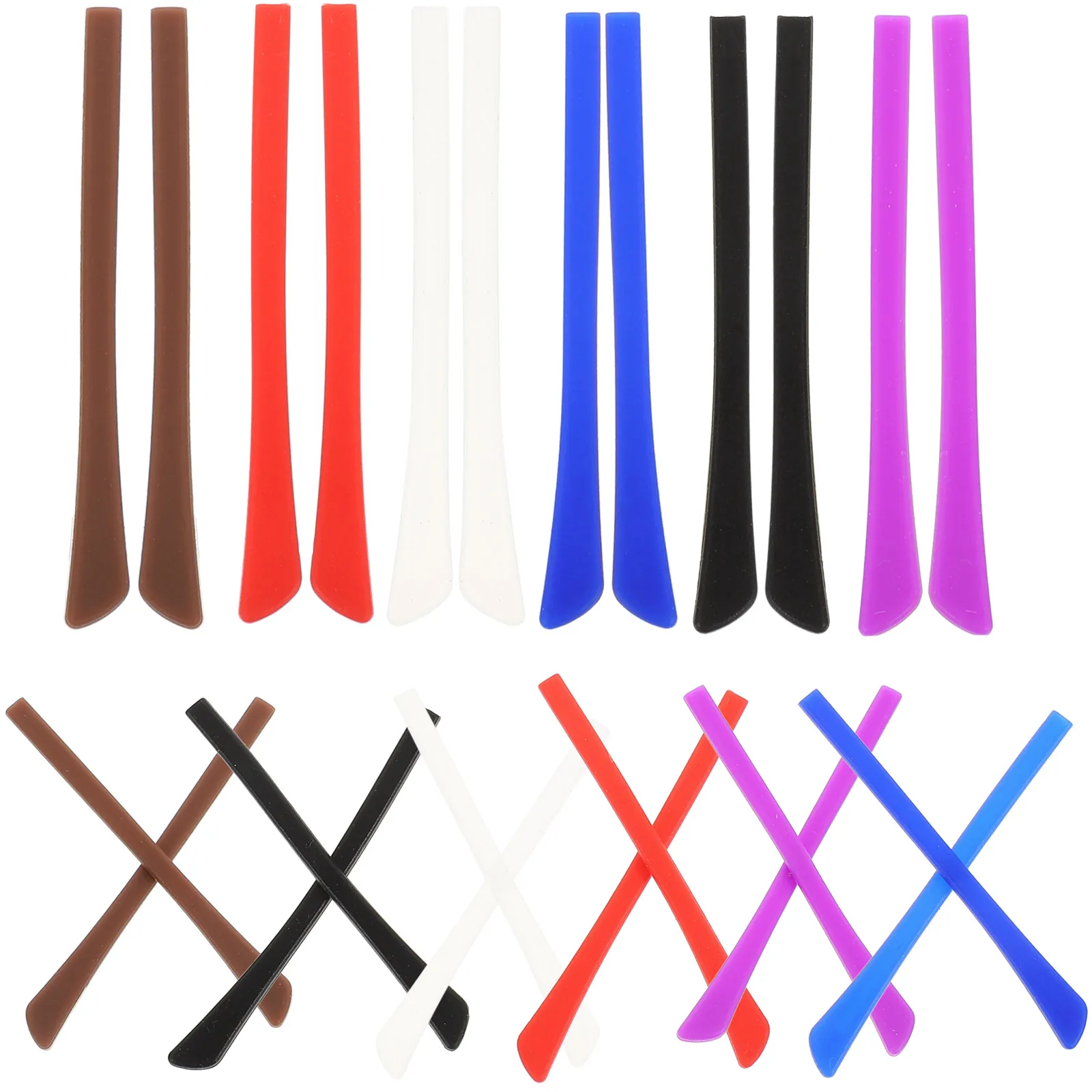 

12 Pairs Glasses Accessories Silicone Eyeglass End Tips Temple Tips Non Slip Ear Grips Sports Reading Sunglasses Black White