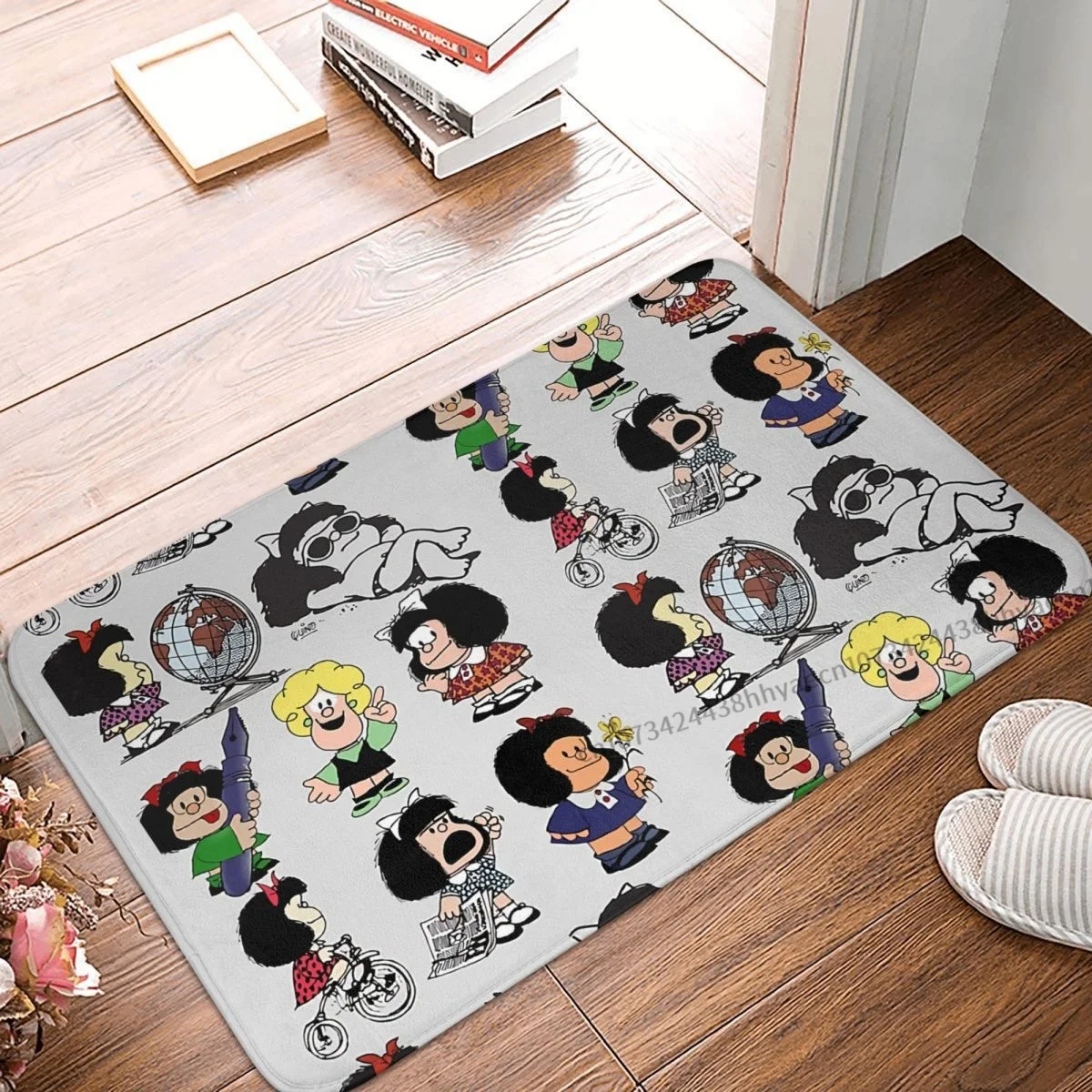 

Mafalda Miguelito Comic Non-slip Doormat Pattern Gradient Color Bath Kitchen Mat Outdoor Carpet Flannel Pattern Decor