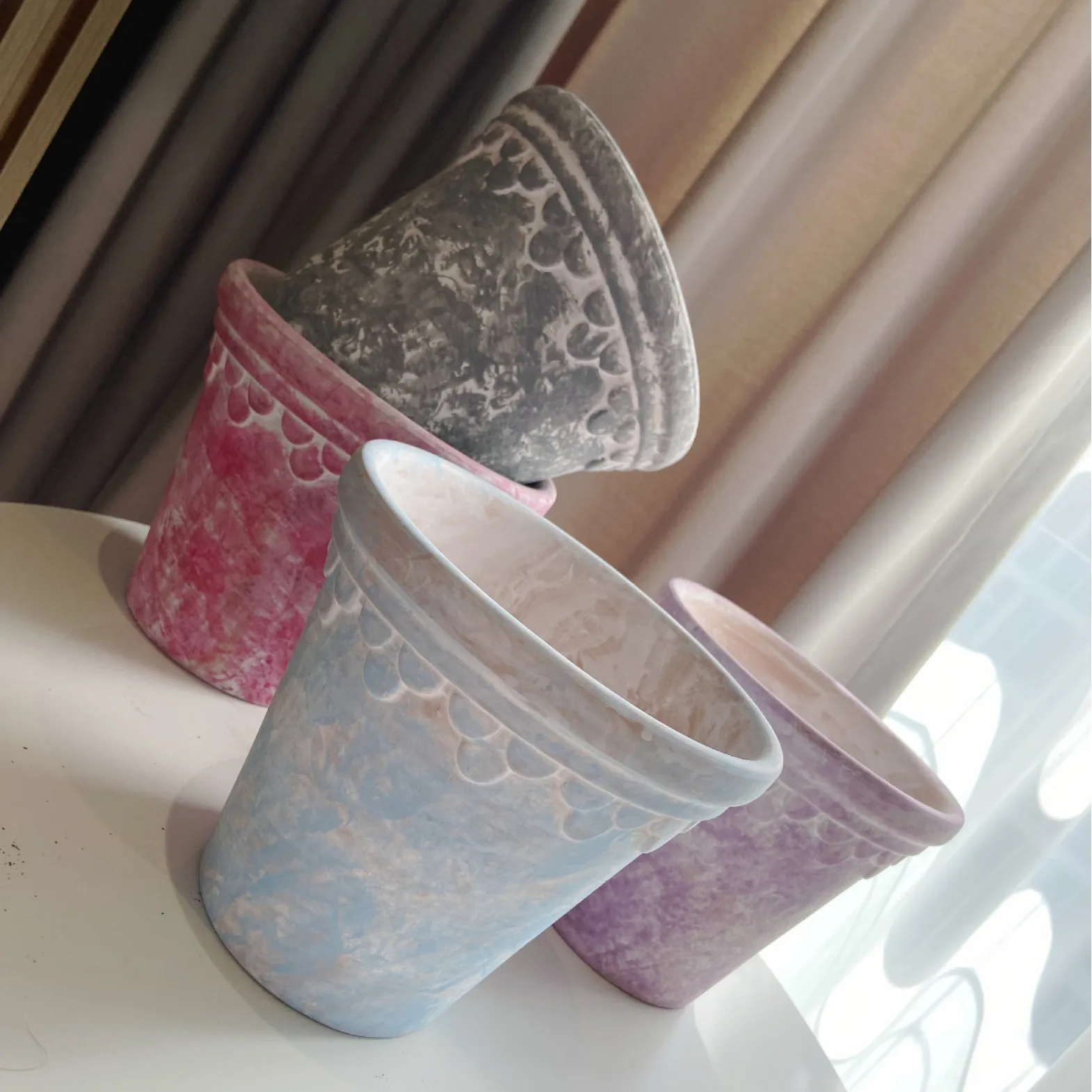 أواني زهور الفخار الأحمر، حدائق الفناء، مزارعي بساتين الفاكهة على شكل فراشة #5