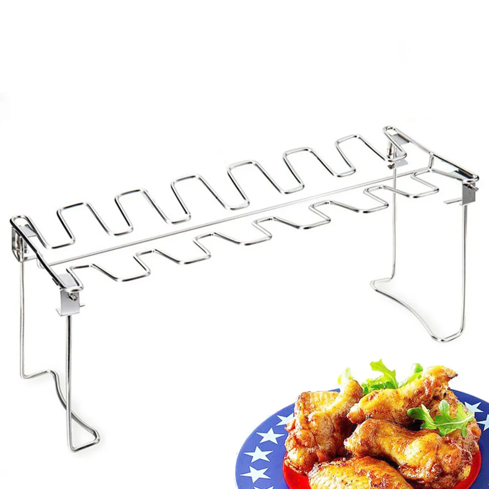 

Stainless Steel Chicken Grill Roast Tray Large Capacity Portable Bbq Drying Rack For Camping Fishing Outdoor Barbecue Activities