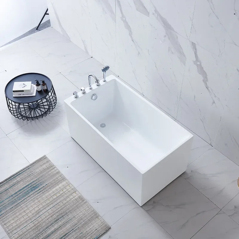for Foshan Factory Simple Thin Edge Acrylic Freestanding Bathtub for Adult B&B Hotel Internet Celebrity Water Parts