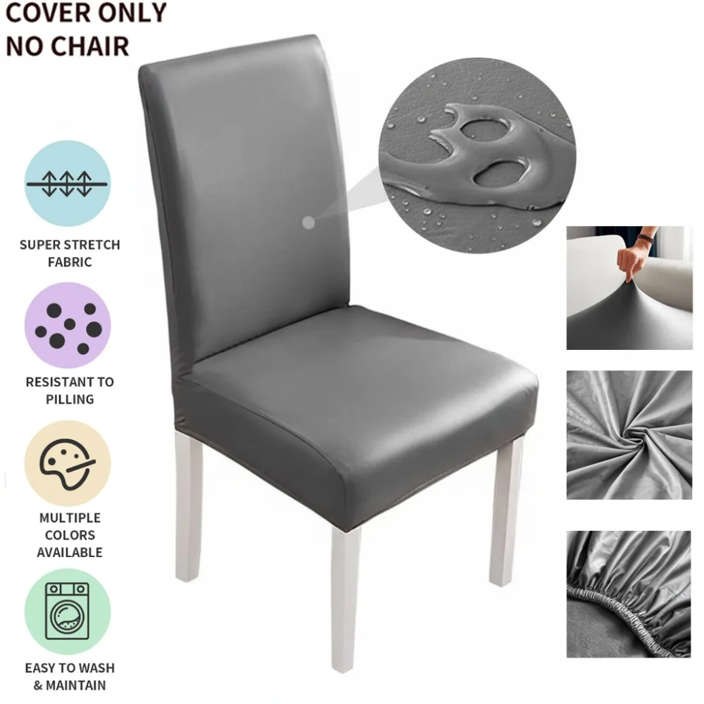 NONE Housse de chaise régulière en cuir PU imperméable, légère, de luxe, pour la maison, les loisirs, adaptée au salon, au bureau et à la chambre à coucher