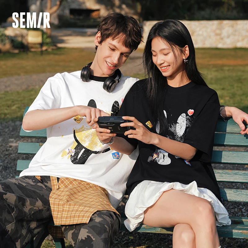 Semir Men Tshirt Cotton Printed Knit Casual Couple Style Fashion Top 2026 Summer Soft Breathable Daily Casual Wear Top