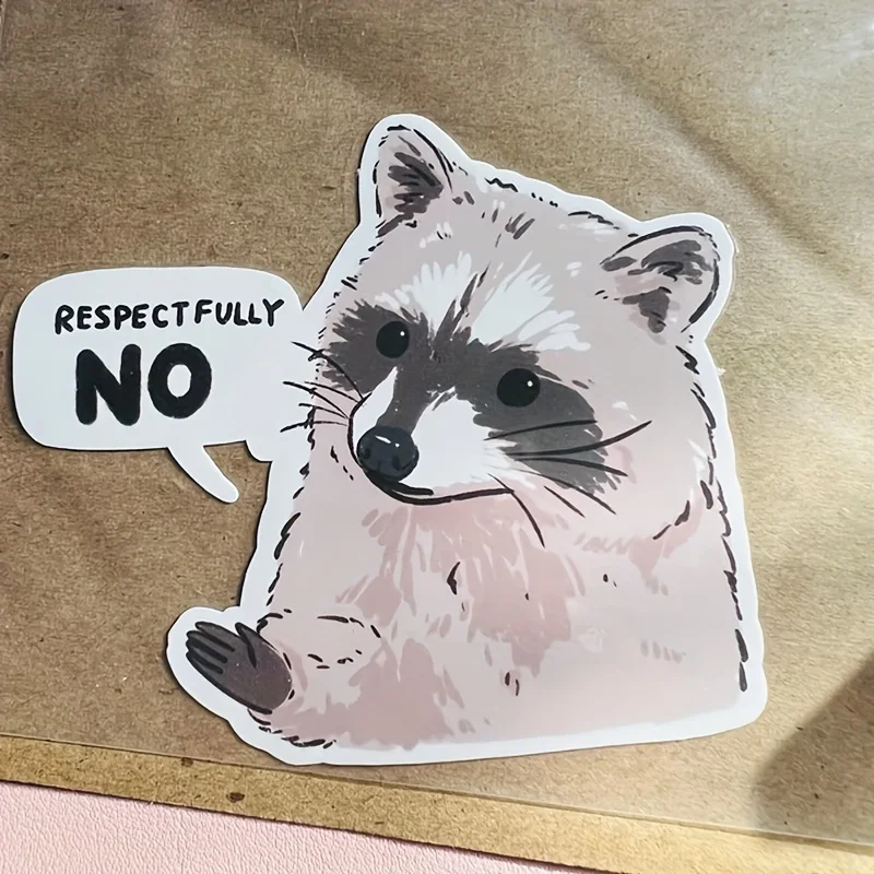 Raccoon Respectfully No Funny Vinyl Car Stickers, For Auto Parts Waterproof Motorcycle Car Window Bumper Decorative Sticker, Car