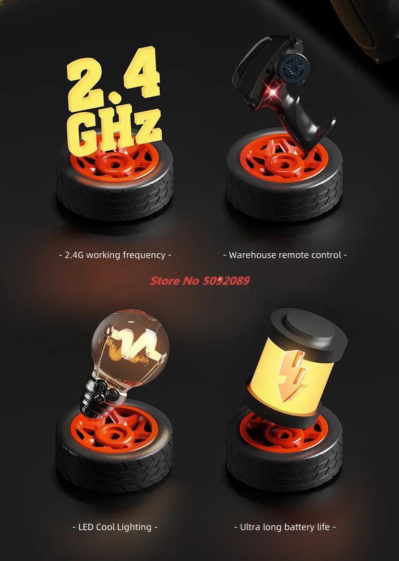 Mini Desktop Remote Control Car 2.4G 4WD High-Speed RC Racing Car Recharge Toy Vehicle Lighting Effects Drift Vehical Gifts