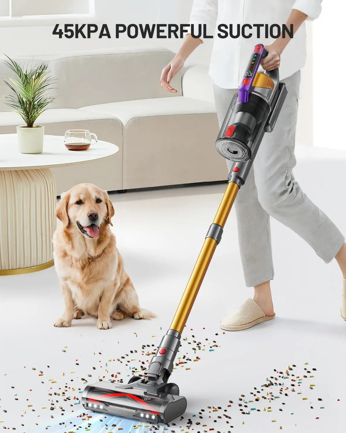 

Cordless Vacuum Cleaner, 550W/45KPA Self-Standing Vacuum Cleaners for Home,Max 60Mins Anti-Tangle Stick Vacuum with Aromatherapy
