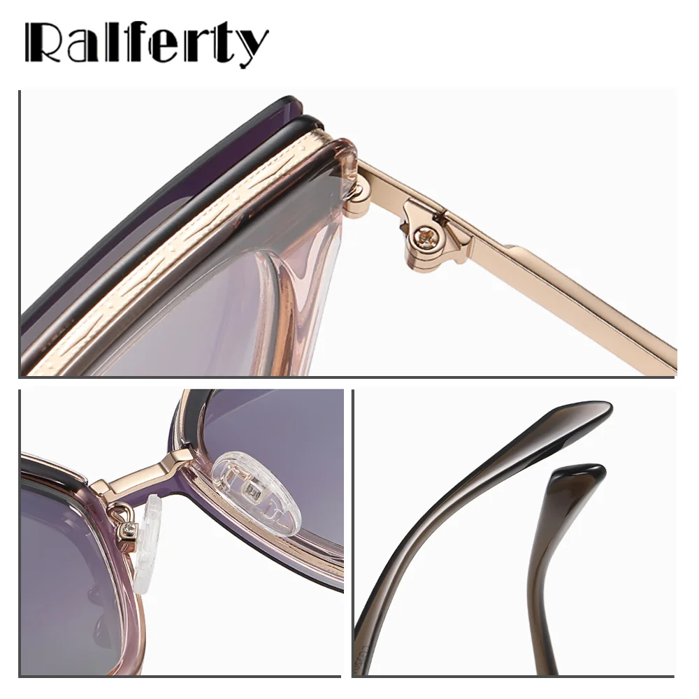 Ralferty Designer Polarized Sunglasses Women 2 In 1 Clips On Glasses Female Spectacles Frame Cat Eye Glasses 0 Diopter Eyewear