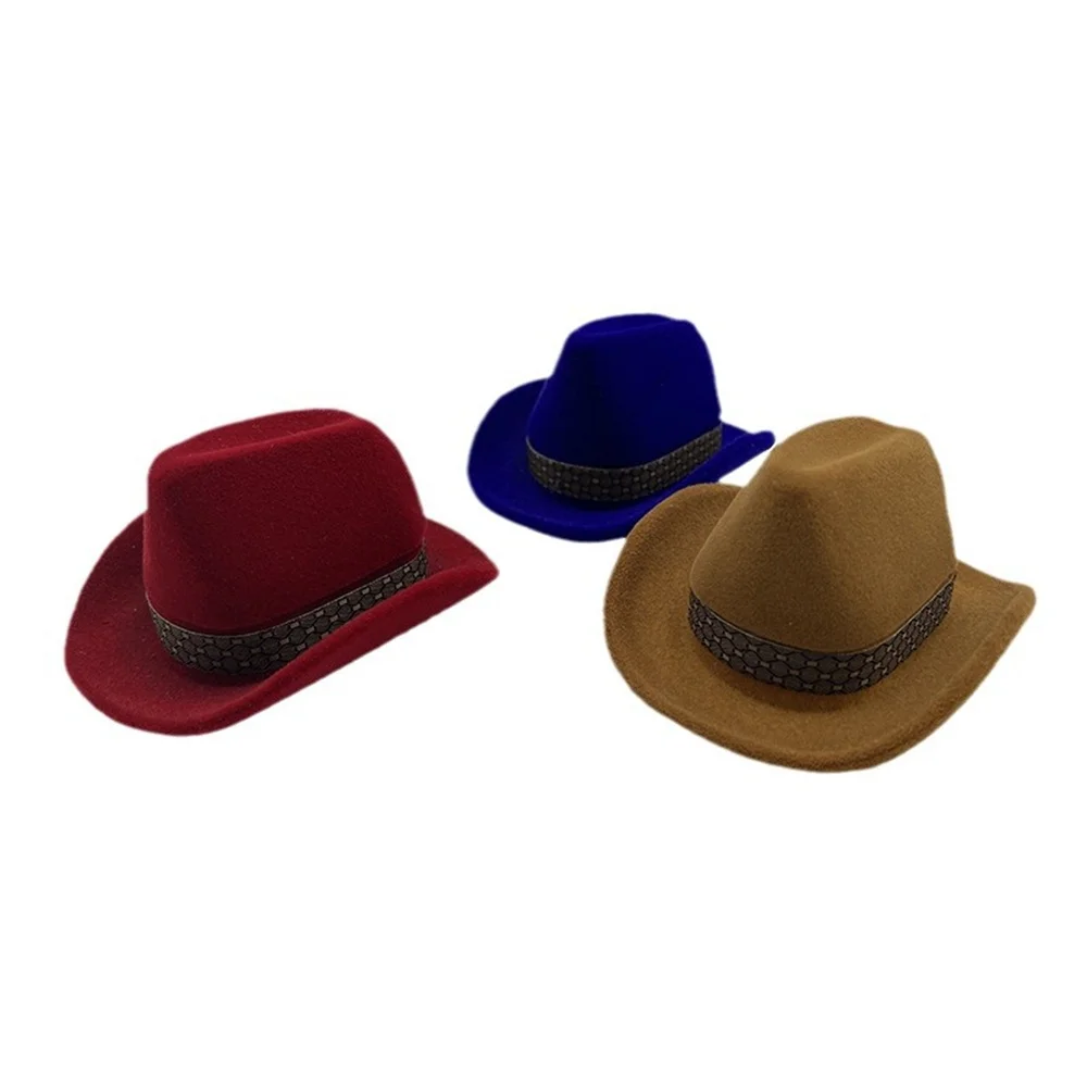 Velvet Jewelry Box Ring Box Creative Cute Western Cowboy Hat Shape Propose Wedding Gift Box Jewelry Organizer Box Wholesale