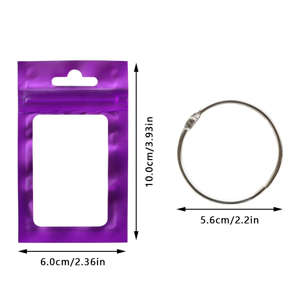 Diamond Painting Storage Bags 50 Pcs with Metal Ring & Stickers, Colorful Ziplock Pouches, Multi-Color Drill Organizer