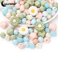 70pcs Macaron Color Daisy Silicone Beads Round Spacer Loose Beads For Jewelry Making DIY Bracelet Necklace Crafts Accessories