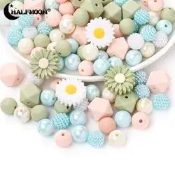 70pcs Macaron Color Daisy Silicone Beads Round Spacer Loose Beads For Jewelry Making DIY Bracelet Necklace Crafts Accessories