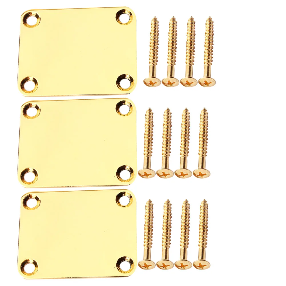 

3 Pcs Electric Guitar Neck Connection Plate Classical Parts Silver Black Golden Bass