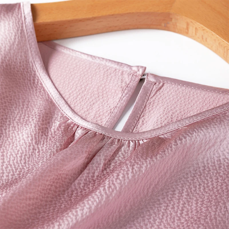 Chemise en soie pour femmes, 100% soie de mûrier, 19 Momme, soie perlée, couleur unie, pull à manches longues, chemisier, travail de bureau, M L XL M1298