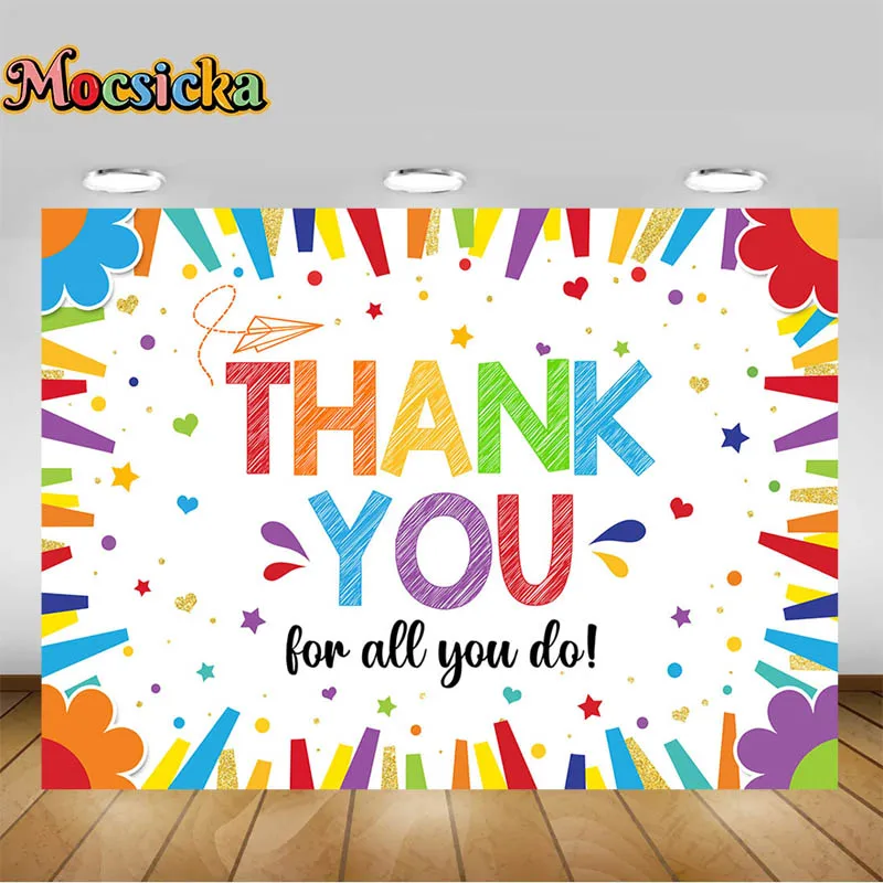 Thank You for All You Do Photography Backgrounds Photobooth Props Rainbow Kids Birthday Decorations Party Photo Backdrops