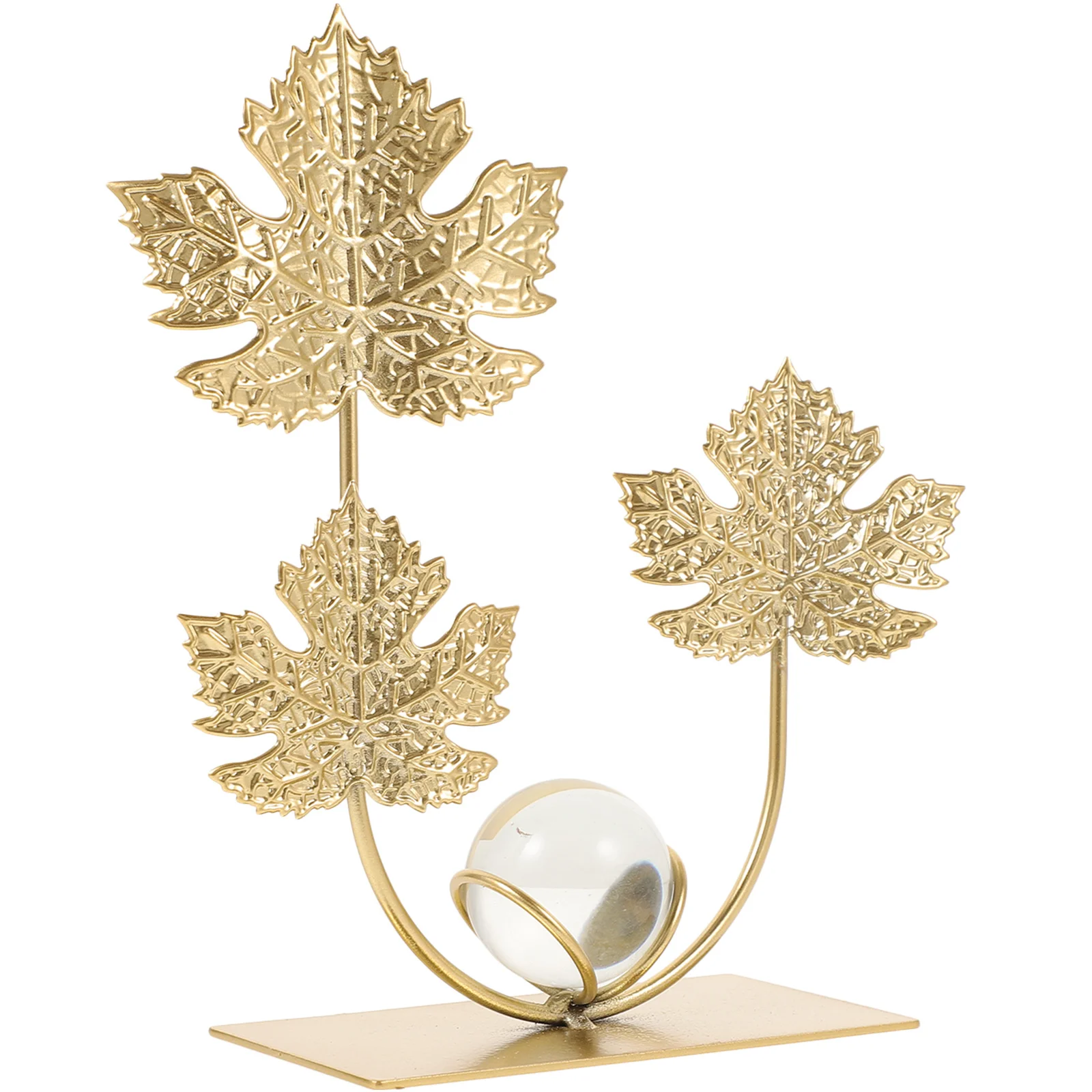 

Crystal Ball Maple Leaf Decorative Ornament on Metal Stand Living Room Cabinet Home Office Meditation Decor