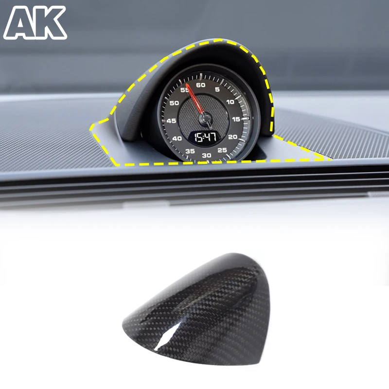 

For 2017-2023 Porsche Panamera Real Carbon Fiber Center Console Clock Panel Cover Car Interior Accessories
