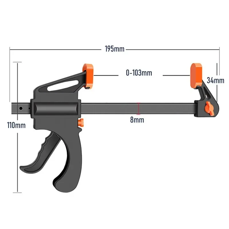 2pcs Woodworking Work Bar 4 Inch Clamp Clip Set Hard Quick Ratchet Release Clip DIY Carpentry Hand Tool Woodworking Clamp