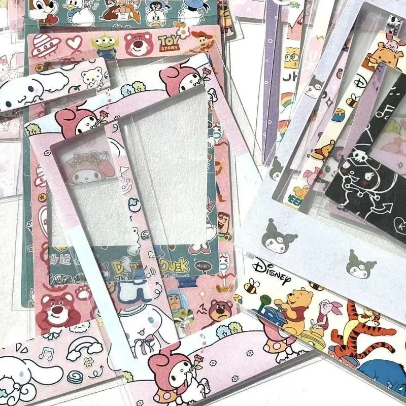 10pcs Anime Hello Kitty Kuromi My Melody Hangyodon Kawaii Diy Transparent Photo Frame Sticker Manual Diary Album Scrapbook Decor