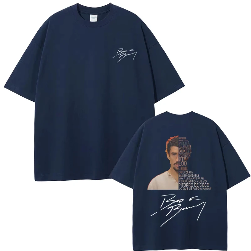 2025 Summer Rapper Bad Rabbit Face T-shirt Peter Tirard FOToS DTMF Graphic T-shirt Male Hip-hop Casual Oversized Cotton T-shirt.